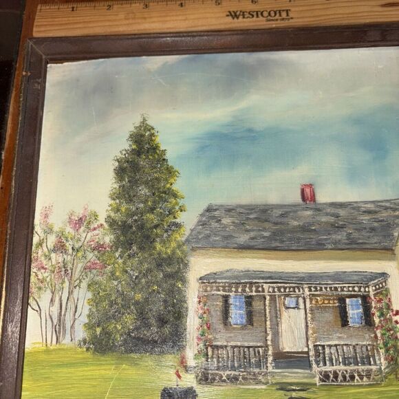 Framed Vintage Home Landscape Oil Painting Bertha Ludwig Rockville CT Artist - Picture 5 of 6